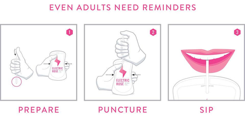 Electric Rosé Wine Co. pouch straw insertion directions - What's Shakin' week of August 21